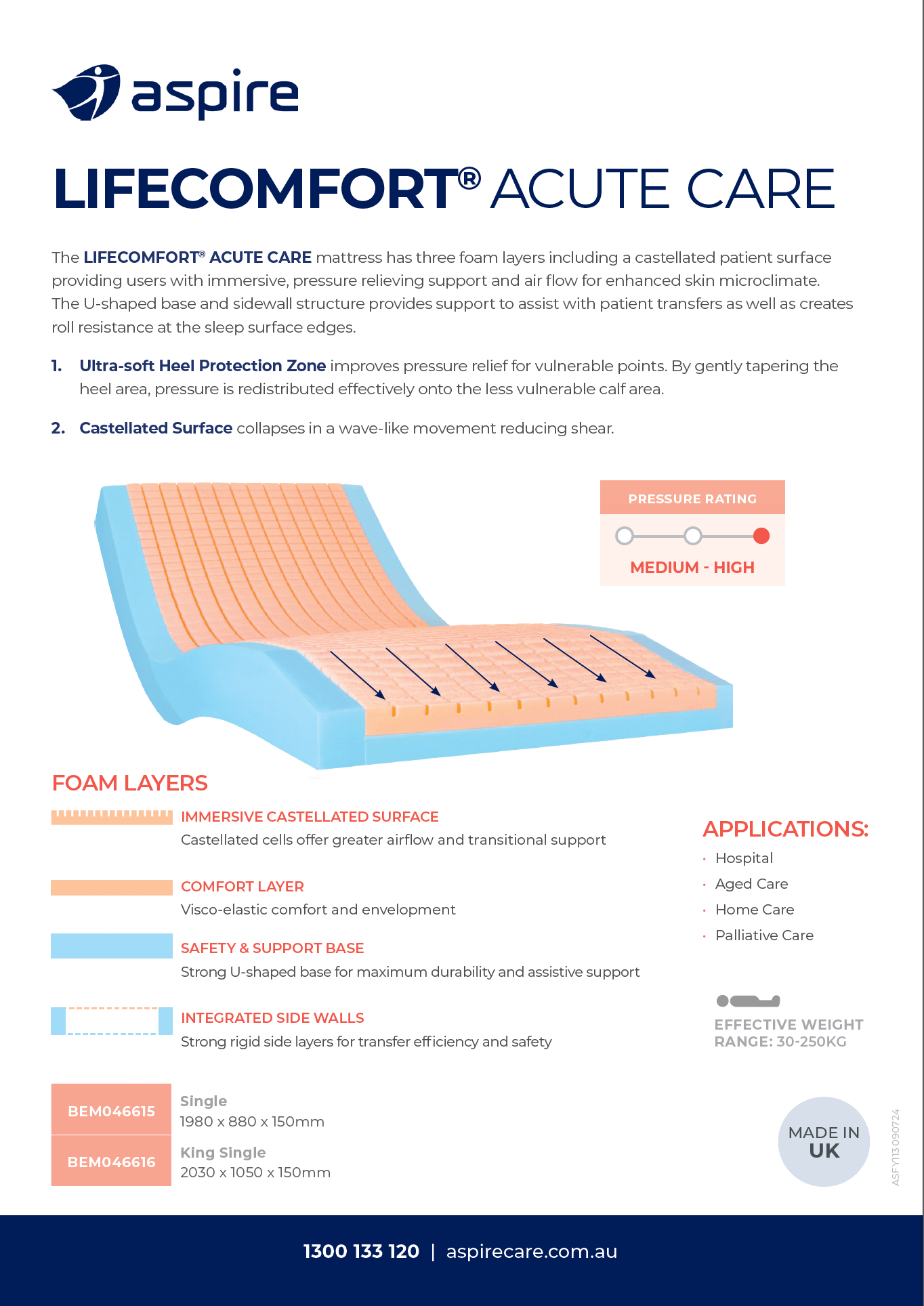 Aspire Lifecomfort Acute Care Mattress Flyer